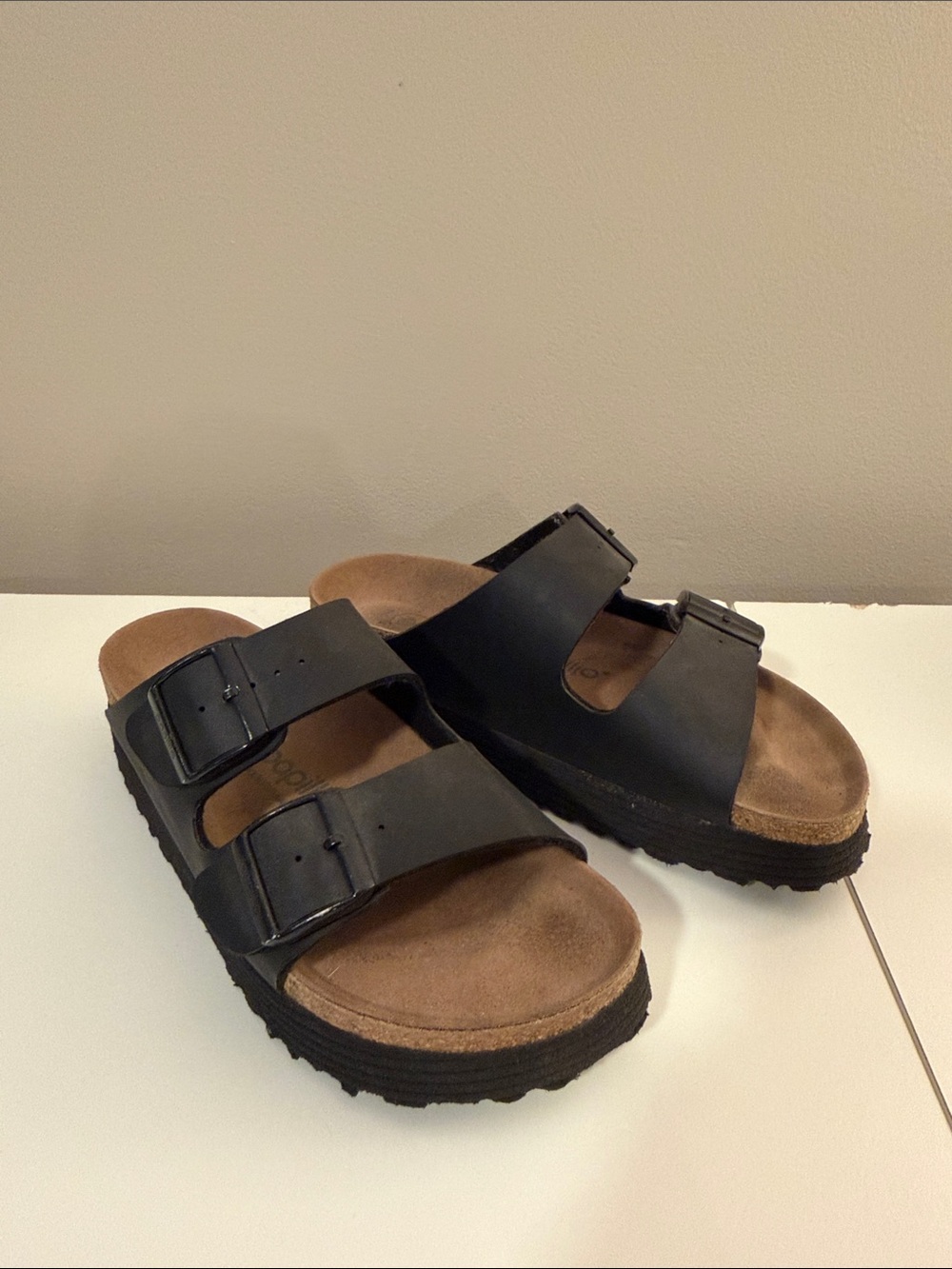 Women’s Birkenstock Arizona Flex Black Platform Sandal Size 6-6.5 - Picture 3 of 7